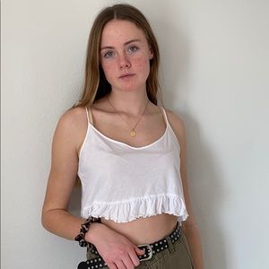 White flowy top cropped